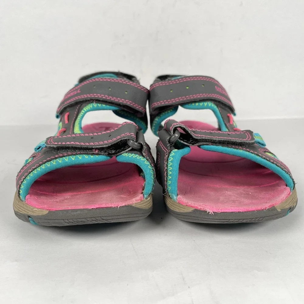Merrell Panther Sandal Shoes Youth Size 3 Gray Pink Teal Outdoor Hiking Water